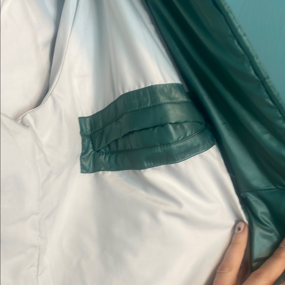 Noise Aqua Green Quilted Long Wrap Coat L - Picture 6 of 8